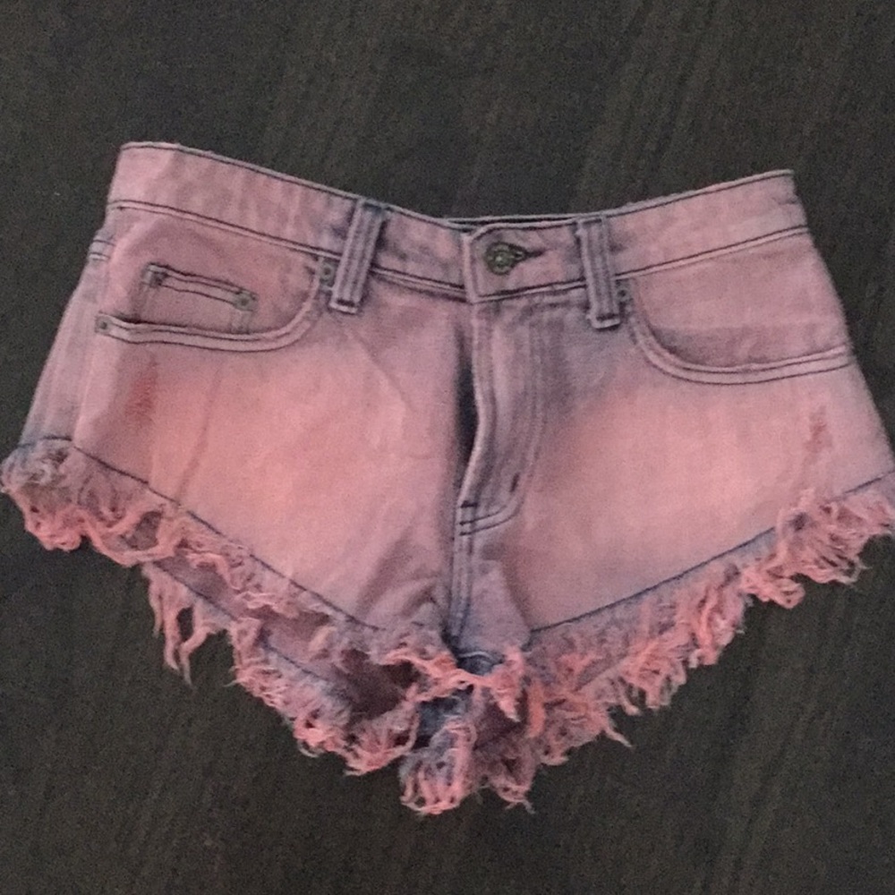 LF pink denim shorts